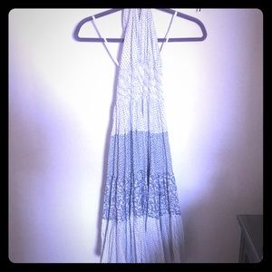 Halter dress with patchwork design.